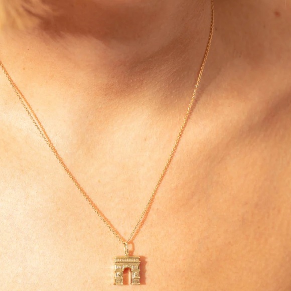 Walker & Hall 14k Gold ✨ Arc De Triomphe Necklace Charm 🇫🇷 - Picture 5 of 9